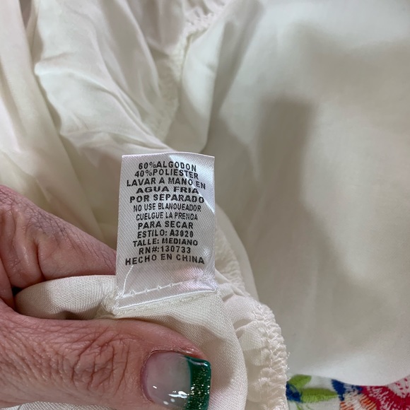 ❗️SALE❗️Cream Boho Embroidered Off Shoulder Top - Picture 5 of 5